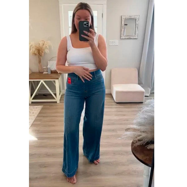 Fashion™ Seamed Front Wide Leg Jeans