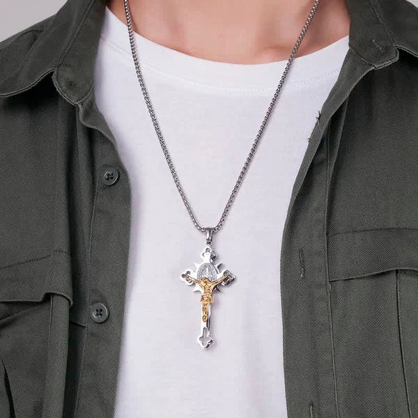 Benedict Protection Cross Power Pendant Necklace
